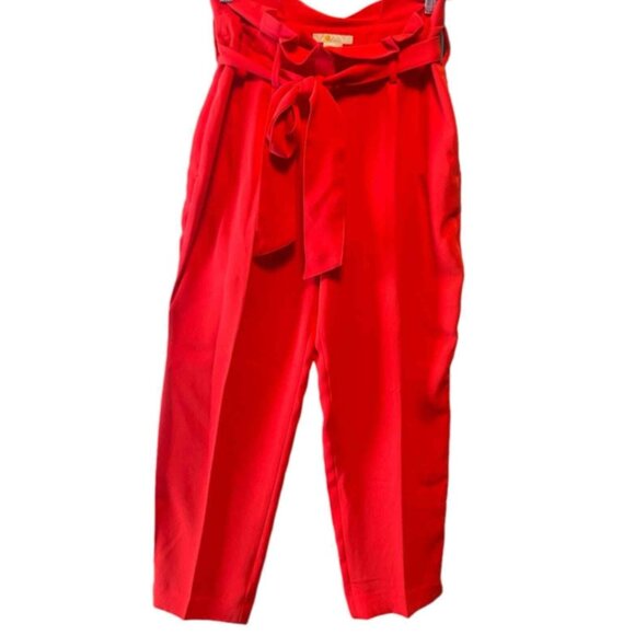 Brand New Women's Max Studio Red Paperbag Waist Pants - Picture 4 of 14